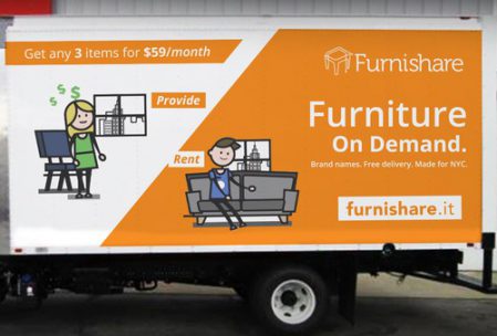 Camión de Furnishare NYC , economía colaborativa en el sector del mueble